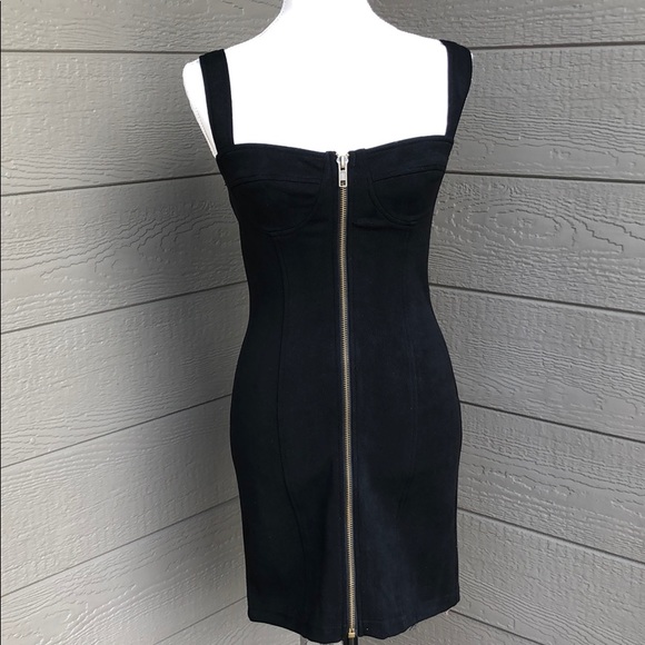 Black Front Zip Body-Con Dress - Picture 4 of 6